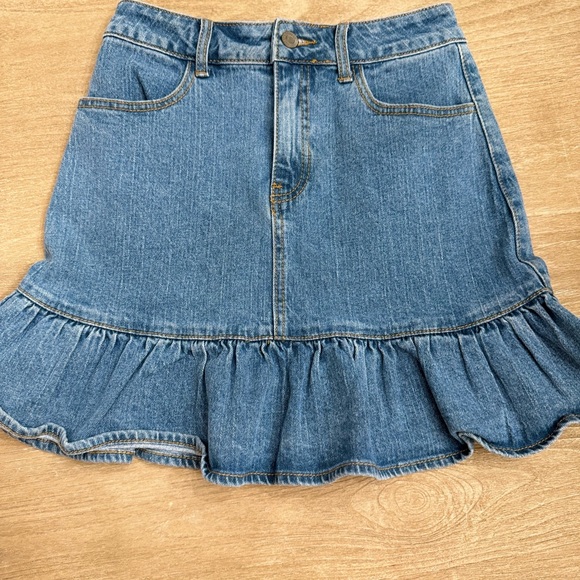Brandy Melville j galt ruffle denim mini skirt small - Picture 2 of 6